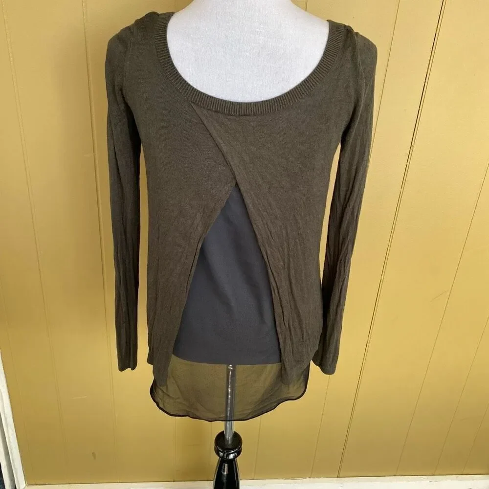 Express women M scoopneck Longsleeve lightweight sweater w/sheer back lining
